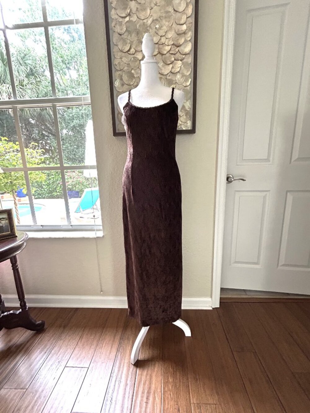 Vintage 1980s Scott McClintock Chocolate Velvet Maxi Dress